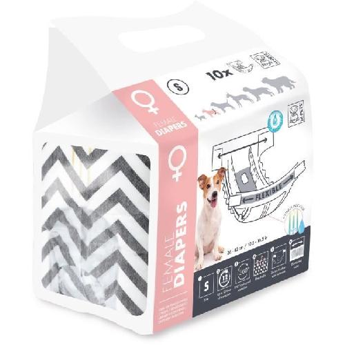 Culotte Hygienique - Couche - Incontinence - Protection Menstruelle - Chaleurs Couches pour chien - M PETS - DIAPERS - Femelle S x10 - Tour de taille 17.5-37 cm - 2-4 kg - Indicateur d'humidité - 12h protection