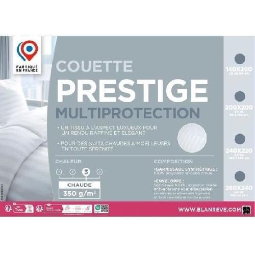 Couette Couette 220x240 cm BLANREVE PRESTIGE Multiprotection - 100% Polyester - 2 Personnes - Satin rayé