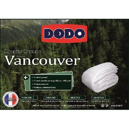 Couette Couette chaude Vancouver - 140 x 200 cm - 400gr/m² - Blanc - DODO