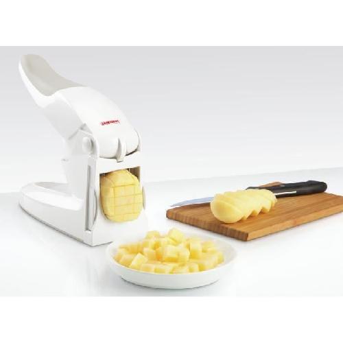 Mandoline - Eminceur - Coupe-aliment Coupe-Frites Leifheit 3206. coupe legumes antiderapant pour faire des batonnets de 10mm ou 12 mm. poignee ergonomique. blanc