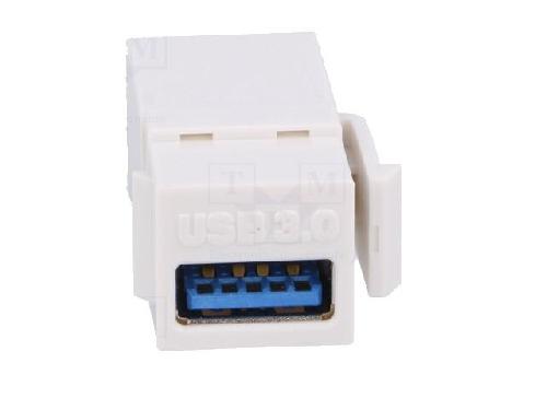 Cable - Connectique Pour Peripherique Coupleur Keystone USB A femelles 2.0 - Blanc