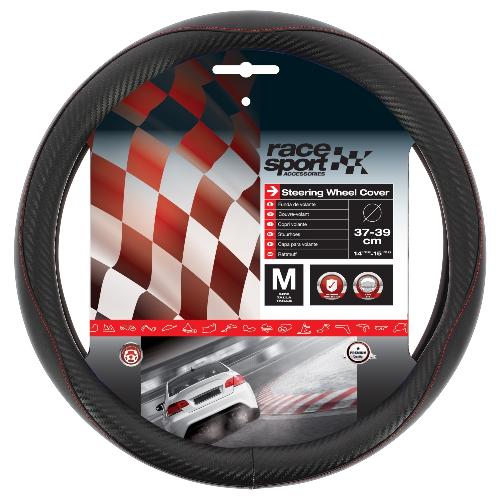 Couvre-volant Couvre volant M 37-39cm - Noir carbone Surpiqure rouge - RaceSport