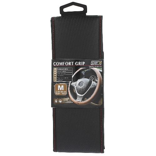 Couvre-volant Couvre volant micro-perfore comfort grip M 37-38 cm - noir surpiqures rouges