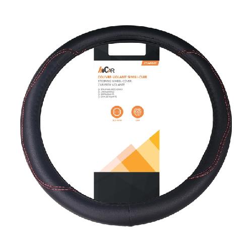 Couvre-volant Couvre-volant simili cuir rouge InCar