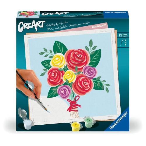 Peinture Au Numero CreArt 20x20 cm Bouquet de roses. Loisir creatif. Adulte. Peinture par numeros. 25520. Ravensburger