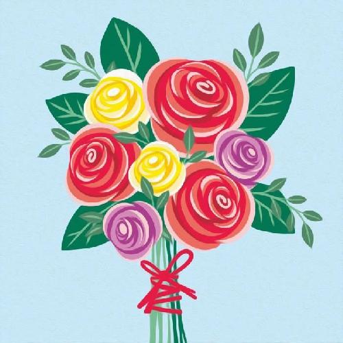 Peinture Au Numero CreArt 20x20 cm Bouquet de roses. Loisir creatif. Adulte. Peinture par numeros. 25520. Ravensburger