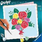 Peinture Au Numero CreArt 20x20 cm Bouquet de roses. Loisir creatif. Adulte. Peinture par numeros. 25520. Ravensburger