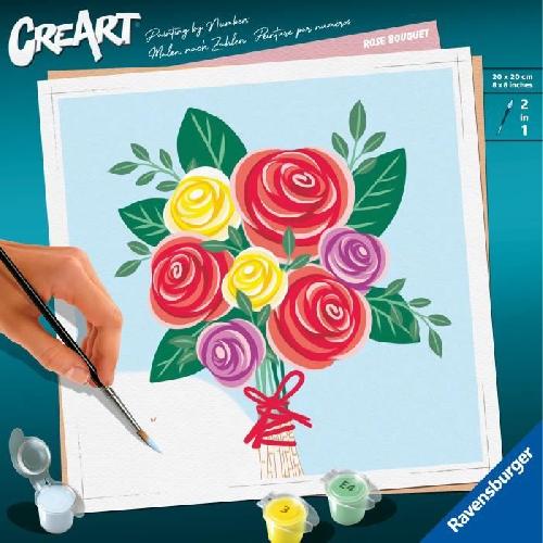 Peinture Au Numero CreArt 20x20 cm Bouquet de roses. Loisir creatif. Adulte. Peinture par numeros. 25520. Ravensburger