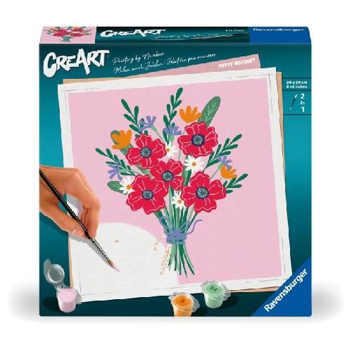 Peinture Au Numero CreArt 20x20 cm Poppy bouquet. Loisir creatif. Adulte. Peinture par numeros. 25519. Ravensburger