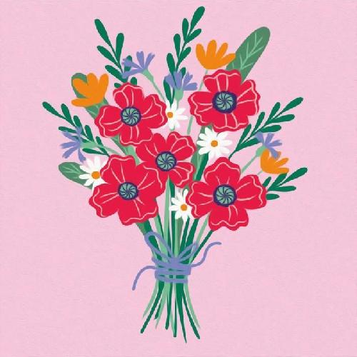 Peinture Au Numero CreArt 20x20 cm Poppy bouquet. Loisir creatif. Adulte. Peinture par numeros. 25519. Ravensburger