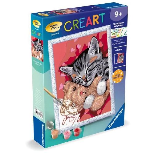 Peinture Au Numero CreArt Kids 18x24cm Chaton et son nounours. Kit de peinture par numeros Numero d'Art. Des 9 ans. 25838. Ravensburger