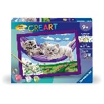 Peinture Au Numero CreArt Kids 18x24cm Chatons dans le hamac. Kit de peinture par numeros Numero d'Art. Des 9 ans. 25828. Ravensburger