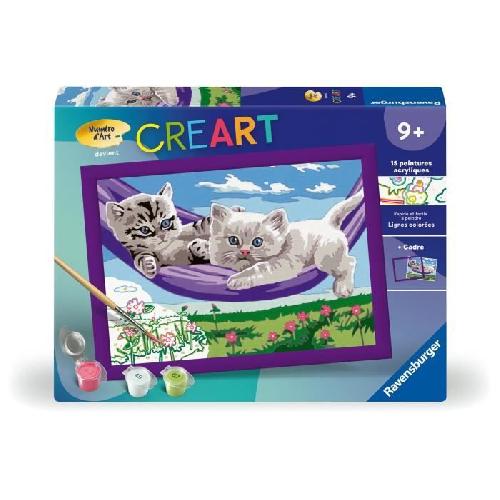 Peinture Au Numero CreArt Kids 18x24cm Chatons dans le hamac. Kit de peinture par numeros Numero d'Art. Des 9 ans. 25828. Ravensburger