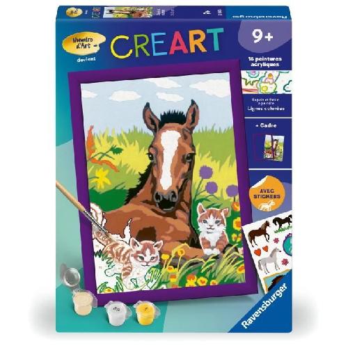 Peinture Au Numero CreArt Kids 18x24cm Cheval et chatons. Kit de peinture par numeros Numero d'Art. Des 7 ans. 25840. Ravensburger