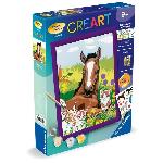 Peinture Au Numero CreArt Kids 18x24cm Cheval et chatons. Kit de peinture par numeros Numero d'Art. Des 7 ans. 25840. Ravensburger