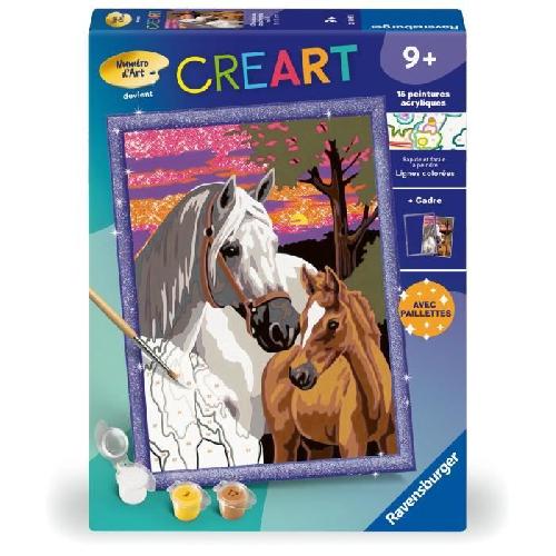 Peinture Au Numero CreArt Kids 18x24cm Chevaux au coucher du soleil. Kit de peinture par numeros Numero d'Art. Des 9 ans. 25809. Ravensburger