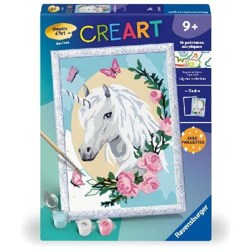 Peinture Au Numero CreArt Kids 18x24cm Licorne fleurie. des 9 ans. Kit de peinture par numeros Numero d'Art. 25834. Ravensburger