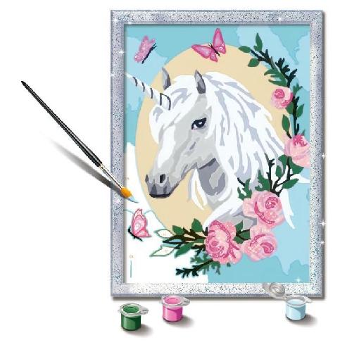 Peinture Au Numero CreArt Kids 18x24cm Licorne fleurie. des 9 ans. Kit de peinture par numeros Numero d'Art. 25834. Ravensburger