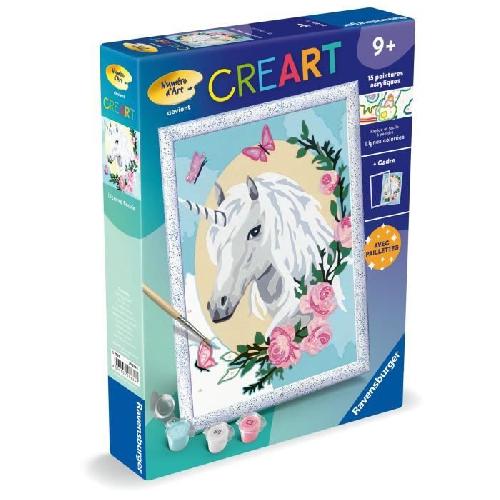 Peinture Au Numero CreArt Kids 18x24cm Licorne fleurie. des 9 ans. Kit de peinture par numeros Numero d'Art. 25834. Ravensburger