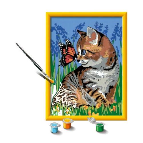 Peinture Au Numero CreArt Kids 18x24cmChat et son compagnon le papillon. Kit de peinture par numeros Numero d'Art.. Des 9 ans. 25813. Ravensburger