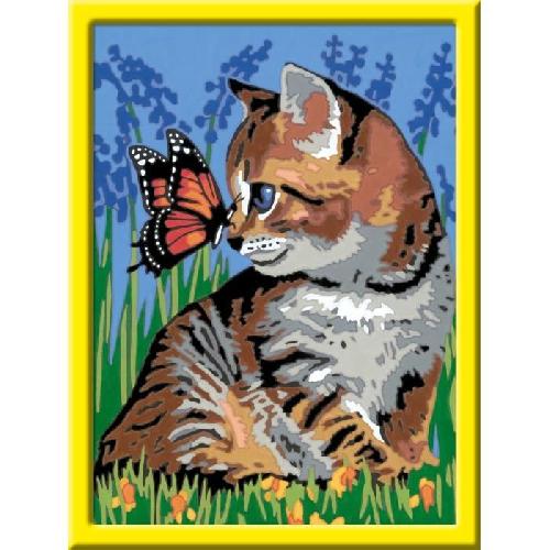 Peinture Au Numero CreArt Kids 18x24cmChat et son compagnon le papillon. Kit de peinture par numeros Numero d'Art.. Des 9 ans. 25813. Ravensburger