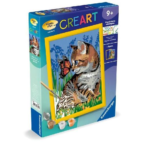Peinture Au Numero CreArt Kids 18x24cmChat et son compagnon le papillon. Kit de peinture par numeros Numero d'Art.. Des 9 ans. 25813. Ravensburger