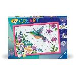 Peinture Au Numero CreArt Kids 31x21cm Colibri et fleurs exotiques. Kit de peinture par numeros Numero d'Art. Des 7 ans. 25851. Ravensburger