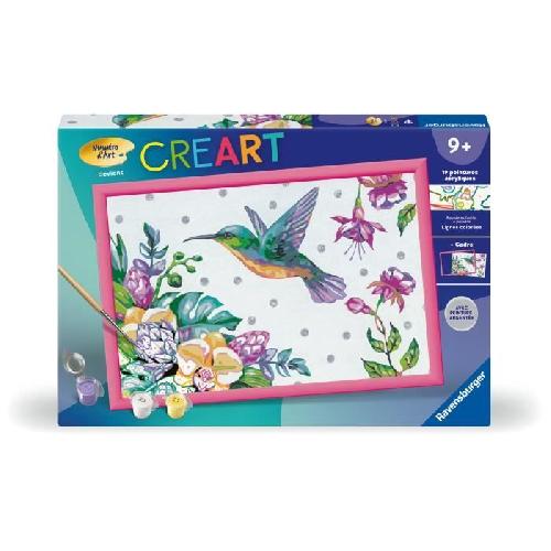 Peinture Au Numero CreArt Kids 31x21cm Colibri et fleurs exotiques. Kit de peinture par numeros Numero d'Art. Des 7 ans. 25851. Ravensburger