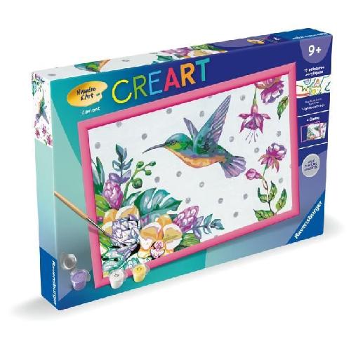 Peinture Au Numero CreArt Kids 31x21cm Colibri et fleurs exotiques. Kit de peinture par numeros Numero d'Art. Des 7 ans. 25851. Ravensburger