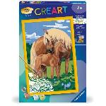 Peinture Au Numero CreArt Kids 31x21cm Fiers chevaux. Kit de peinture par numeros Numero d'Art. Des 7 ans. 25850. Ravensburger