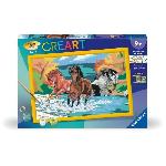 Peinture Au Numero CreArt Kids 31x21cm Horde de chevaux. Kit de peinture par numeros Numero d'Art. Des 9 ans. 25846. Ravensburger