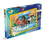 Peinture Au Numero CreArt Kids 31x21cm Horde de chevaux. Kit de peinture par numeros Numero d'Art. Des 9 ans. 25846. Ravensburger