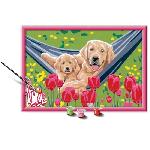 Peinture Au Numero CreArt Kids 31x21cm Labrador et tulipes. Kit de peinture par numeros Numero d'Art. Des 7 ans. 25852. Ravensburger