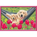 Peinture Au Numero CreArt Kids 31x21cm Labrador et tulipes. Kit de peinture par numeros Numero d'Art. Des 7 ans. 25852. Ravensburger