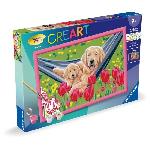 Peinture Au Numero CreArt Kids 31x21cm Labrador et tulipes. Kit de peinture par numeros Numero d'Art. Des 7 ans. 25852. Ravensburger