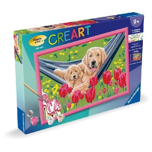 Peinture Au Numero CreArt Kids 31x21cm Labrador et tulipes. Kit de peinture par numeros Numero d'Art. Des 7 ans. 25852. Ravensburger
