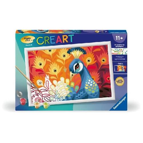 Peinture Au Numero CreArt Kids 31x21cm Paon. Kit de peinture par numeros Numero d'Art. Des 9 ans. 25907. Ravensburger