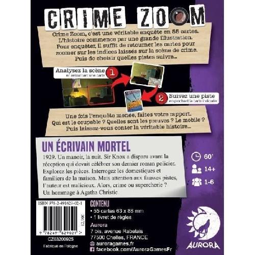 Jeu De Societe - Jeu De Plateau Crime Zoom  Un Écrivain Mortel - Asmodee -  Jeu d'enquete - Des 14 ans - 30 minutes a 1h