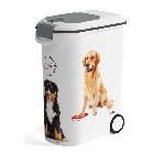 Distributeur D'aliment CURVER Conteneur a croquettes pour chien avec roulettes 20 kg - 54L - Love Pets