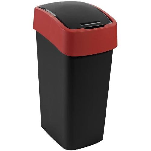 Poubelle - Corbeille - Support Sac CURVER Flip Bin Poubelle a bascule plastique Noir-Rouge 50L