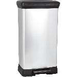 Poubelle - Corbeille - Support Sac CURVER Poubelle a pedale - 50 litres - Aspect metal - Plastique recycle