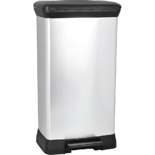 Poubelle - Corbeille - Support Sac CURVER Poubelle a pedale - 50 litres - Aspect metal - Plastique recycle