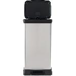 Poubelle - Corbeille - Support Sac CURVER Poubelle a pedale - 50 litres - Aspect metal - Plastique recycle