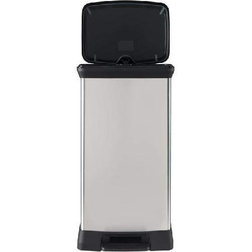 Poubelle - Corbeille - Support Sac CURVER Poubelle a pedale - 50 litres - Aspect metal - Plastique recycle