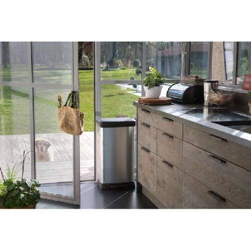 Poubelle - Corbeille - Support Sac CURVER Poubelle a pedale - 50 litres - Aspect metal - Plastique recycle