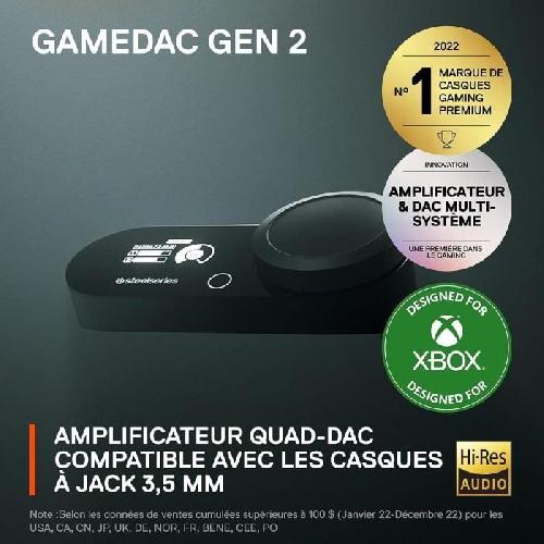 Casque  - Microphone DAC certifié Hi-Res pour PC. Xbox et PlayStation - STEELSERIES - GAME DAC GEN 2 Xbox - Noir