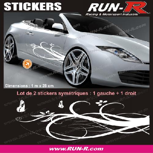 Stickers Monocouleurs Decoration sticker FLORAL ART 4 PAPILLONS - 1 METRE - BLANC - TOUS VEHICULES - Run-R