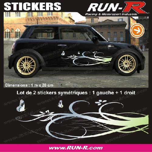 Stickers Monocouleurs Decoration sticker FLORAL ART 4 PAPILLONS - 1 METRE - CHROME - TOUS VEHICULES - Run-R