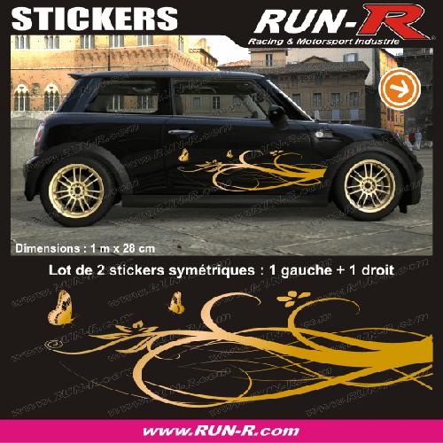 Stickers Monocouleurs Decoration sticker FLORAL ART 4 PAPILLONS - 1 METRE - DORE - TOUS VEHICULES - Run-R