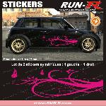 Decoration sticker FLORAL ART 4 PAPILLONS - 1 METRE - ROSE - TOUS VEHICULES - Run-R